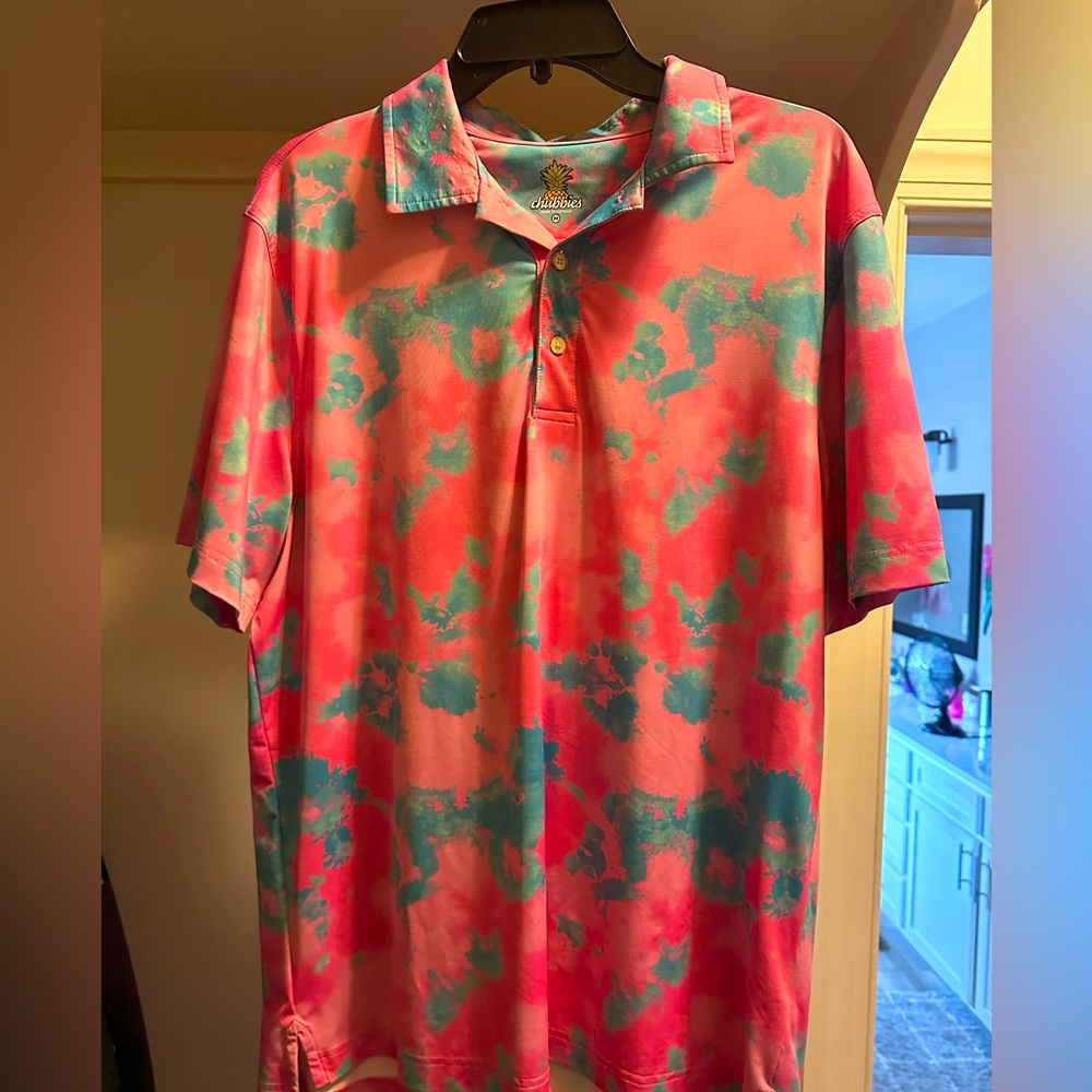 Chubbies Pink Tie Dye Performance polo Medium